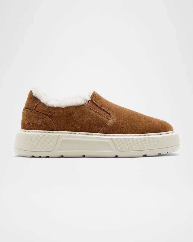 Valerie Shearling-Lined Suede Slip-On Sneakers